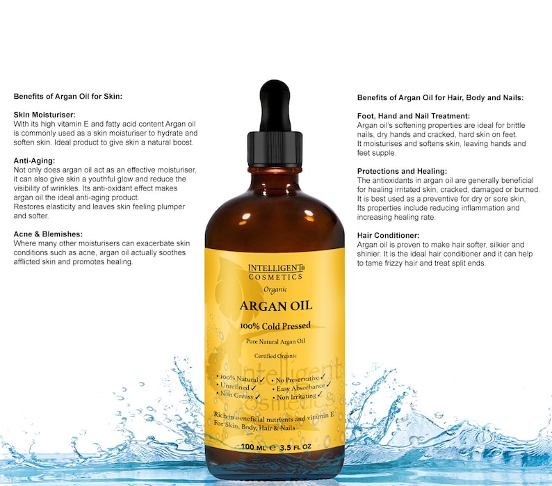 Pure Moroccan Argan Oil for Skin, Hair, Nails