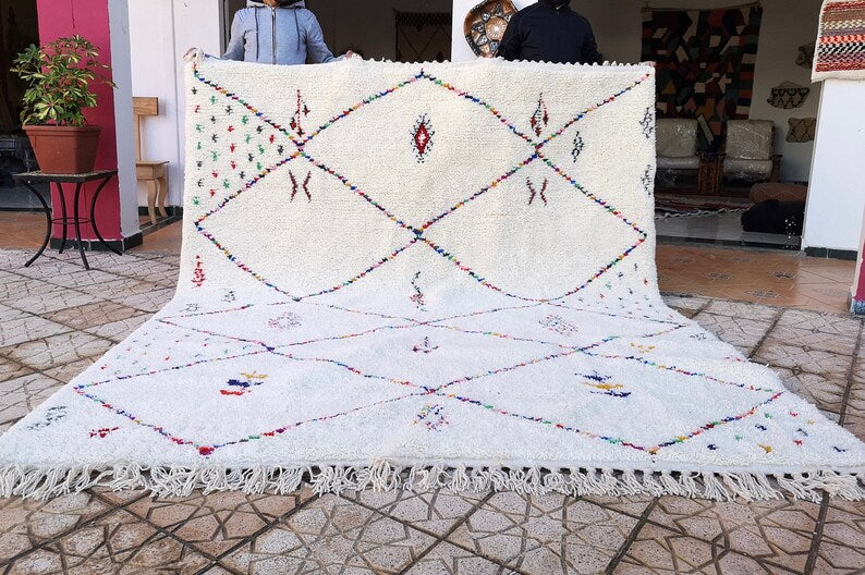 Handmade Beni Ourain Moroccan Geometric Rug