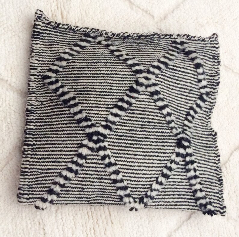 Moroccan Handmade Black & White Cushion