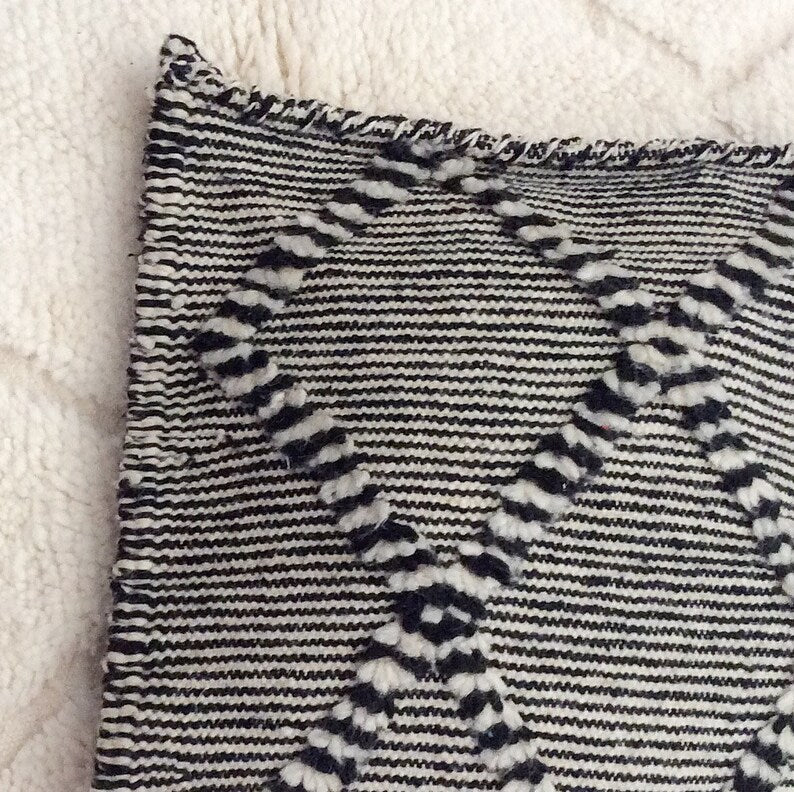 Moroccan Handmade Black & White Cushion