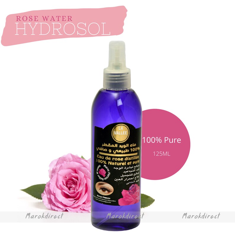 100% Pure Moroccan Rose Water Mist for Hydrated & Toning Skin