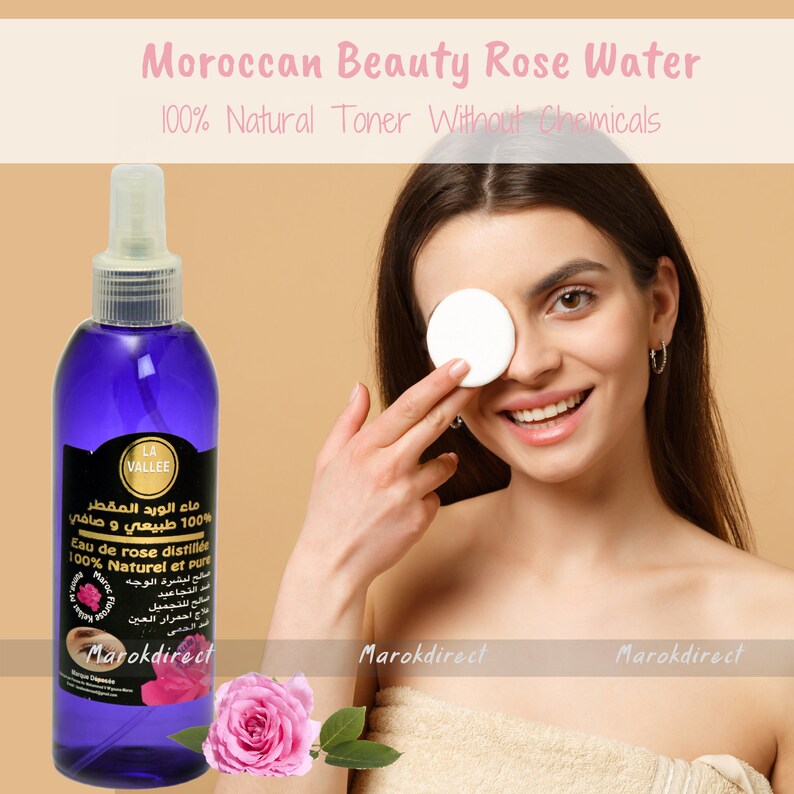 100% Pure Moroccan Rose Water Mist for Hydrated & Toning Skin