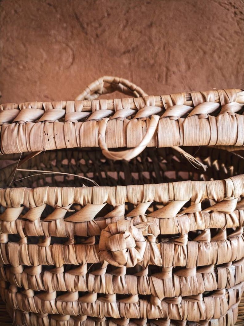 Moroccan Palm Leaf Storage Trunk & Picnic Basket with Lid