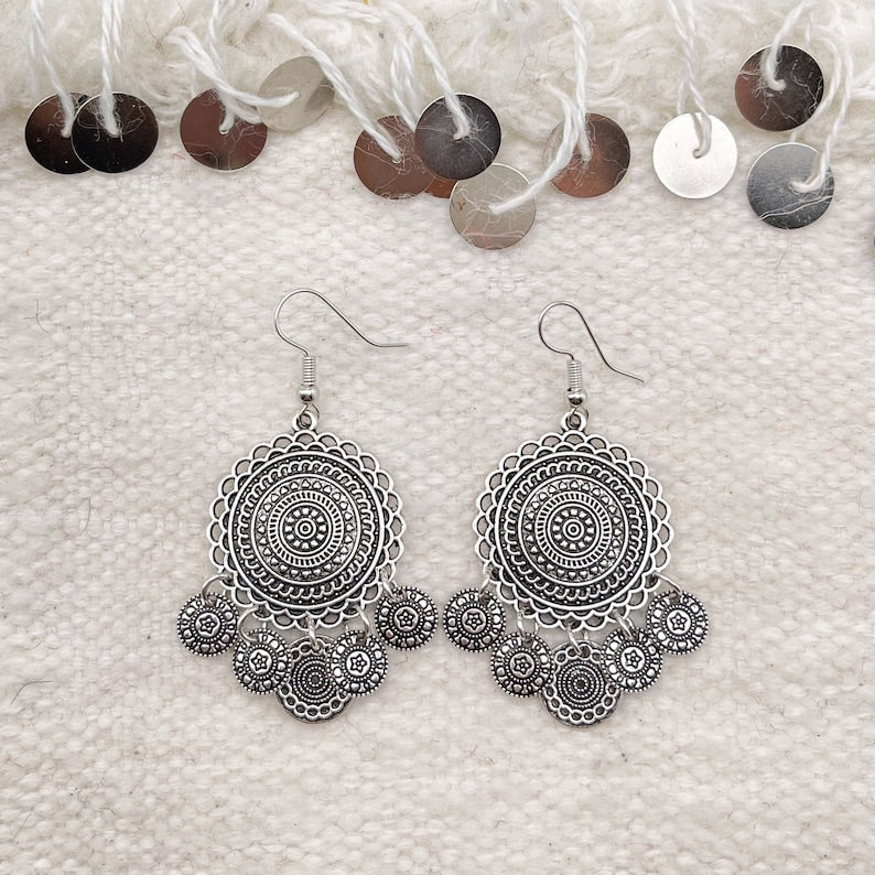 Exquisite Berber Silver Earrings: A Touch of Ethnic Boho Charm