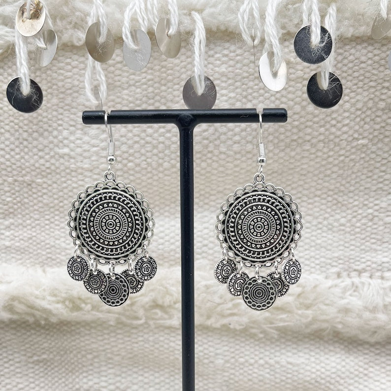 Exquisite Berber Silver Earrings: A Touch of Ethnic Boho Charm