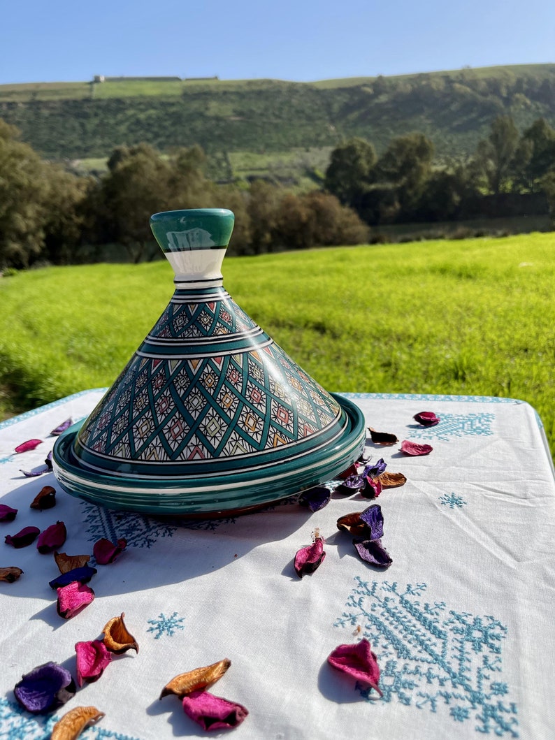 Moroccan Hand Painted Tajine for Authentic Cooking and Serving