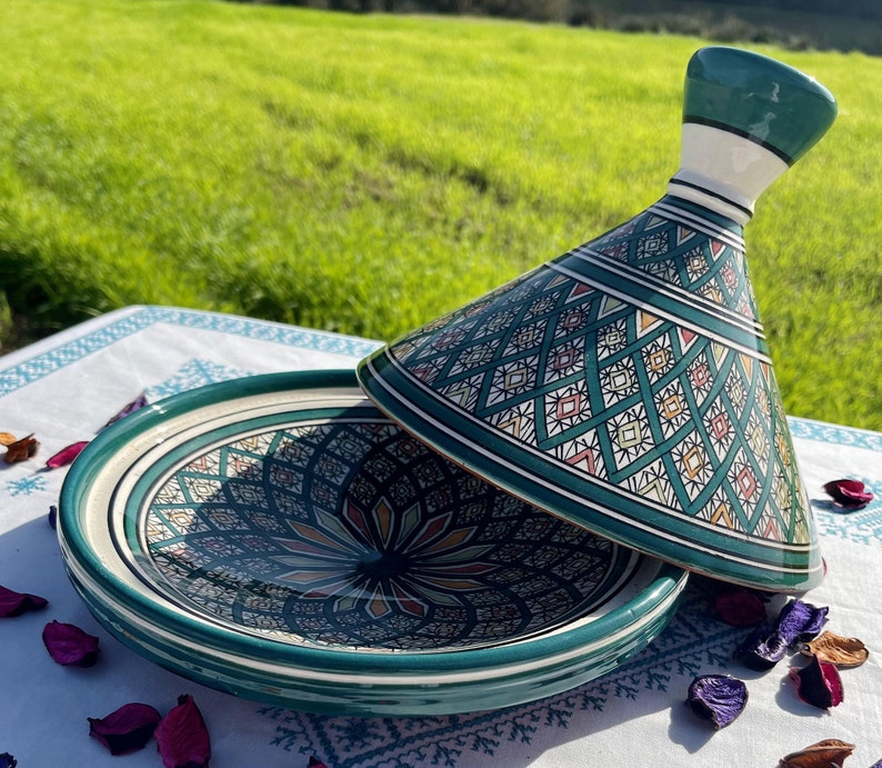 Moroccan Hand Painted Tajine for Authentic Cooking and Serving