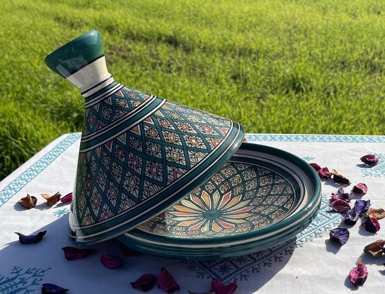 Moroccan Hand Painted Tajine for Authentic Cooking and Serving