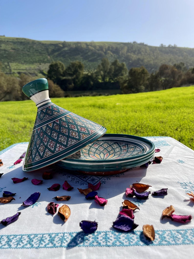 Moroccan Hand Painted Tajine for Authentic Cooking and Serving