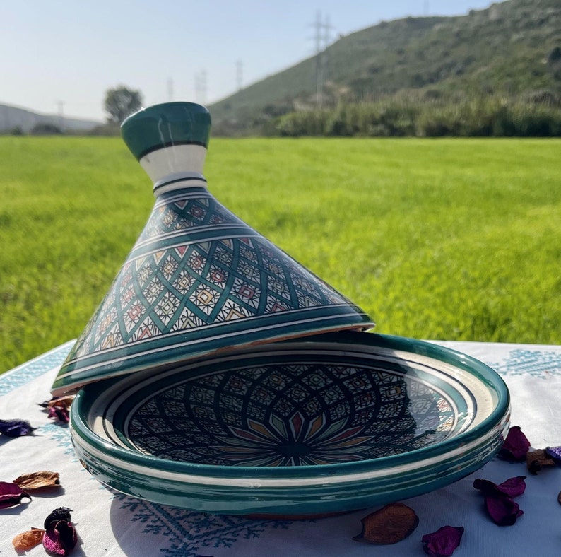 Moroccan Hand Painted Tajine for Authentic Cooking and Serving