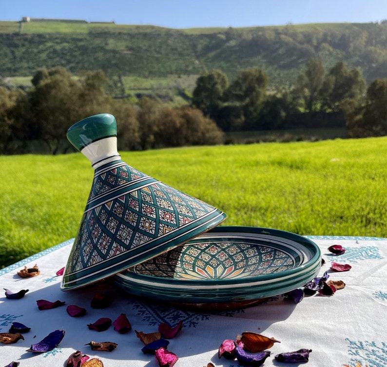 Moroccan Hand Painted Tajine for Authentic Cooking and Serving