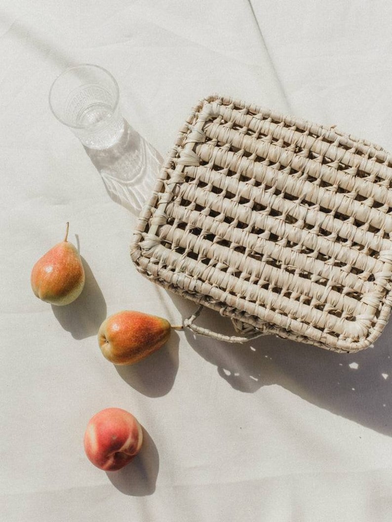 Moroccan Palm Leaf Storage Trunk & Picnic Basket with Lid