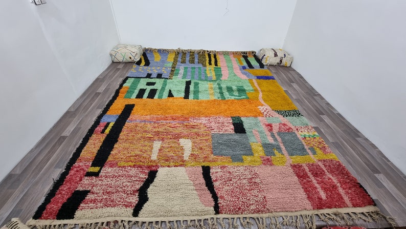 Handmade Azilal Moroccan Rug: Boho, Washable, Modern