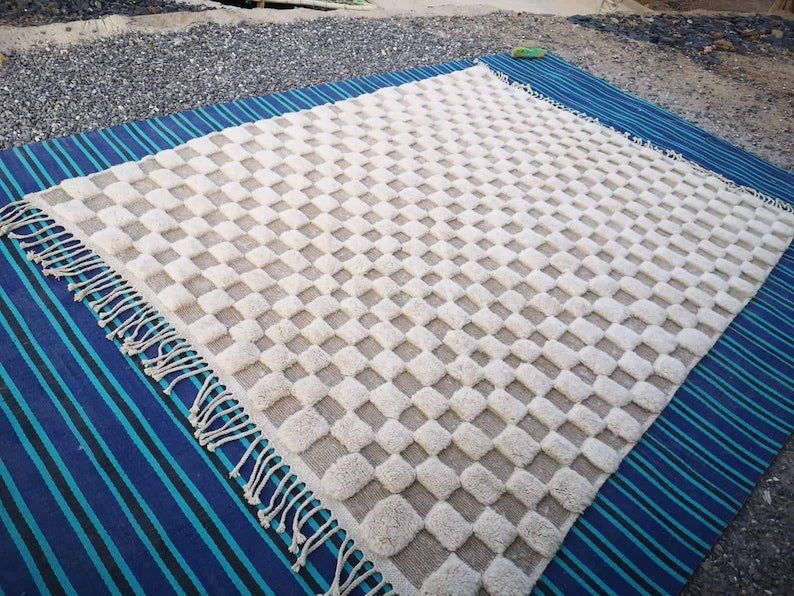 Handwoven Moroccan Checkered Rug