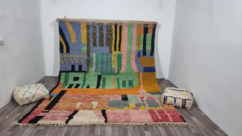 Handmade Azilal Moroccan Rug: Boho, Washable, Modern