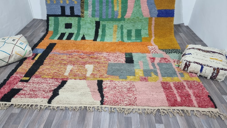 Handmade Azilal Moroccan Rug: Boho, Washable, Modern