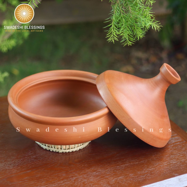 Unglazed Clay Tagine Pot for Ayurvedic Cooking