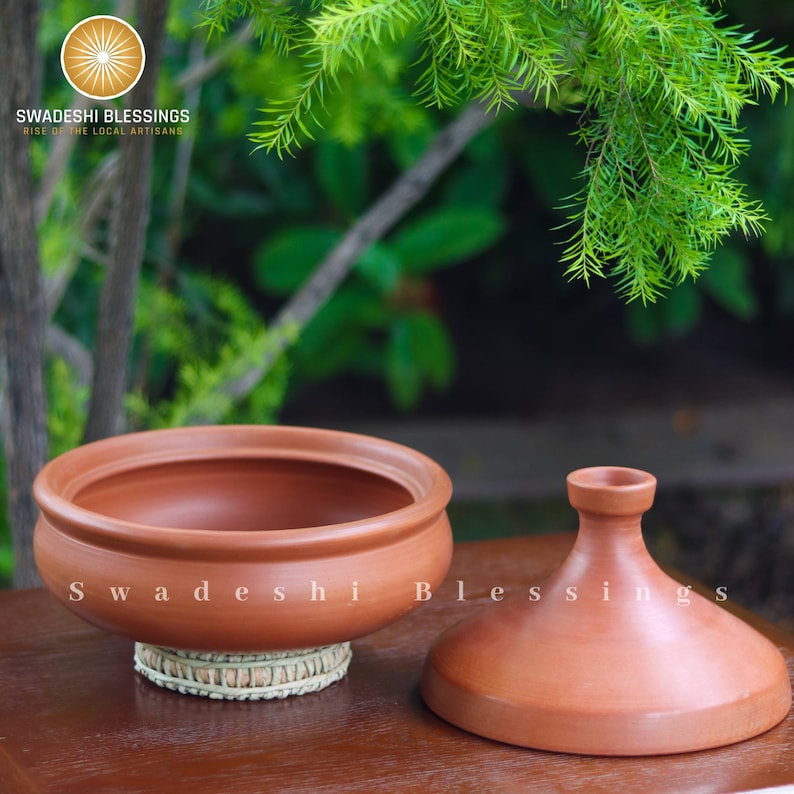 Unglazed Clay Tagine Pot for Ayurvedic Cooking