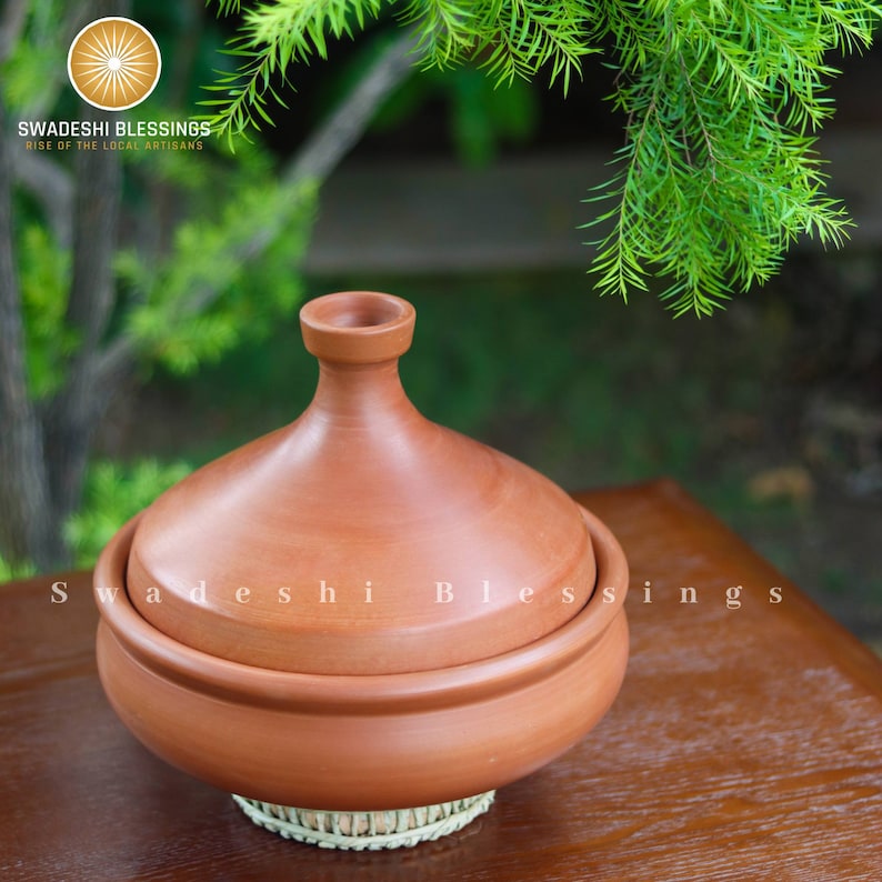 Unglazed Clay Tagine Pot for Ayurvedic Cooking