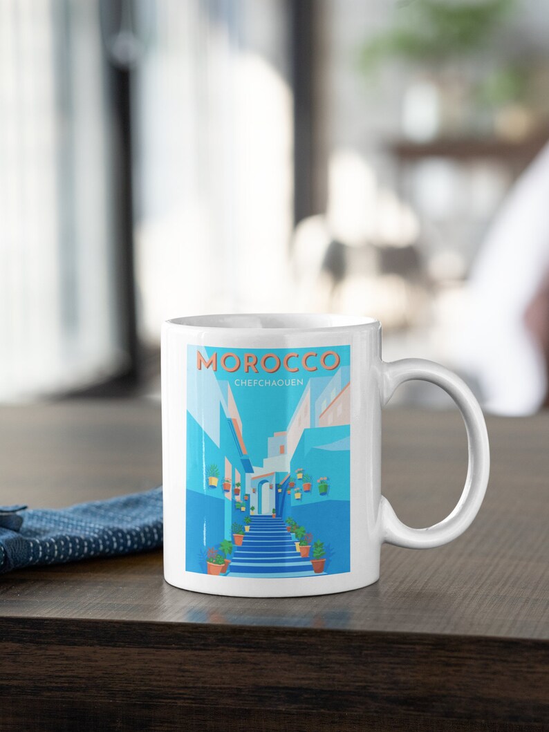 Chefchaouen Retro Poster Coffee Mug