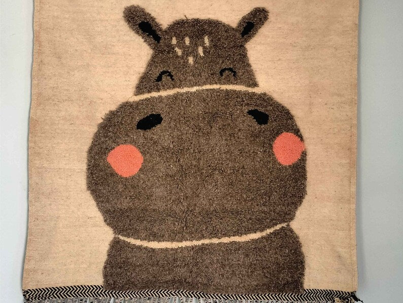 Moroccan Tapestry Wall Art with Hippo