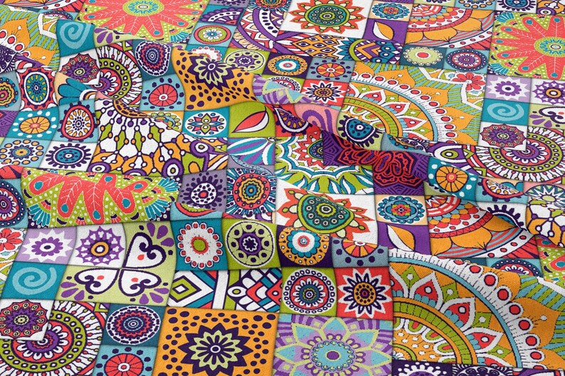 Vibrant Moroccan Tile Fabric for Home Decor