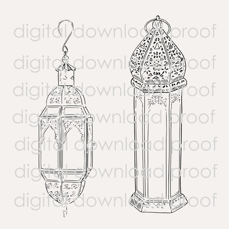 Moroccan Lantern Illustration: Instant Download for DIY Projects