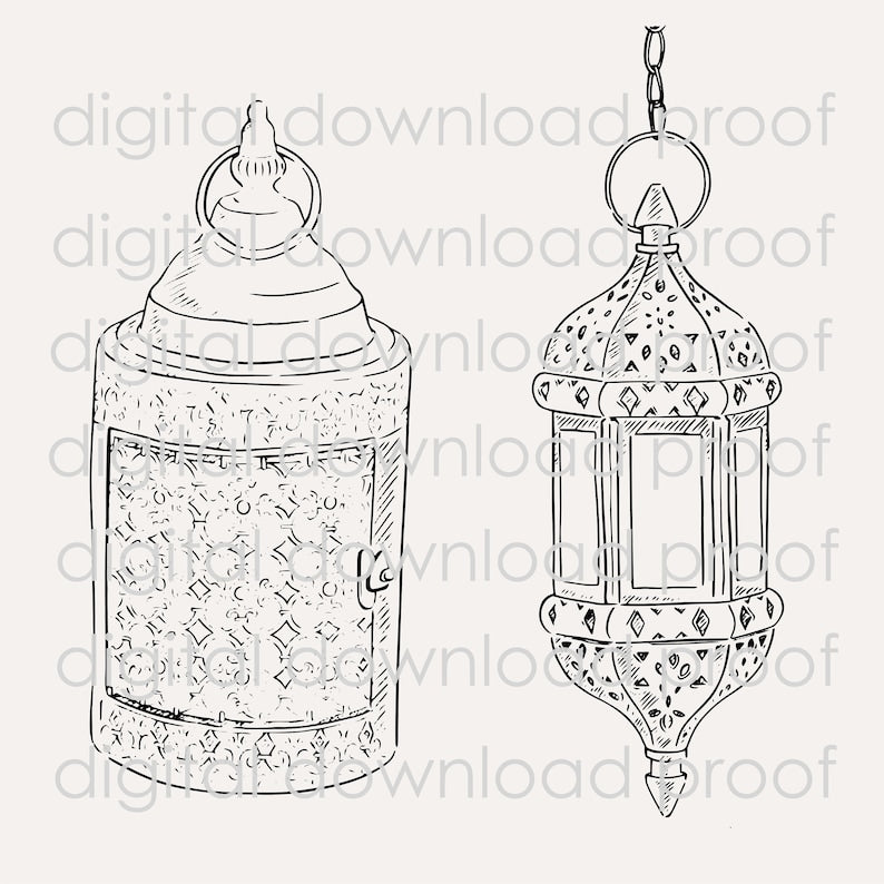 Moroccan Lantern Illustration: Instant Download for DIY Projects