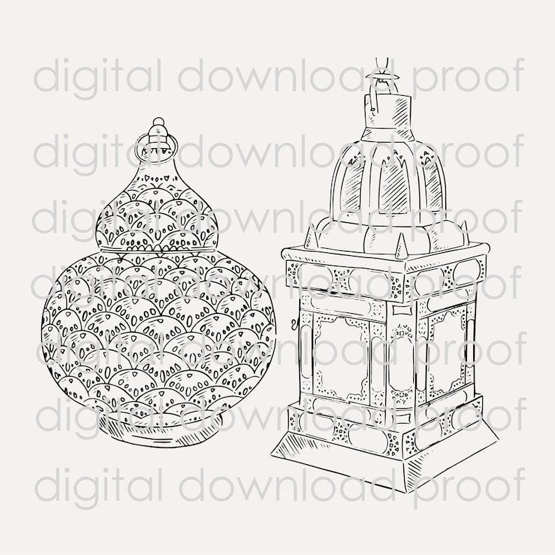 Moroccan Lantern Illustration: Instant Download for DIY Projects