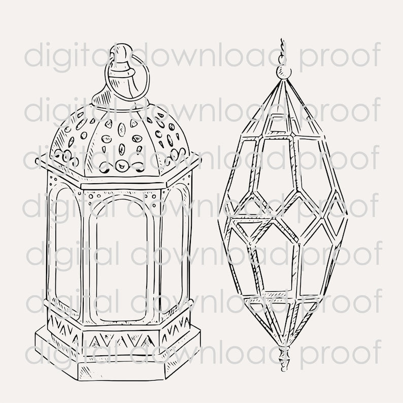 Moroccan Lantern Illustration: Instant Download for DIY Projects