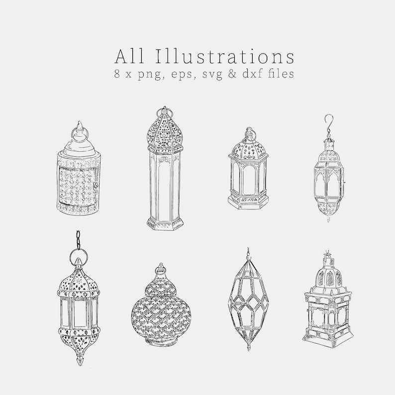 Moroccan Lantern Illustration: Instant Download for DIY Projects