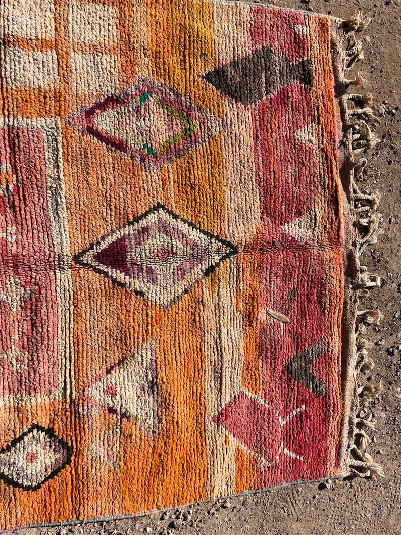 Boujaad Orange Moroccan Rug: Handcrafted Art for Modern Spaces