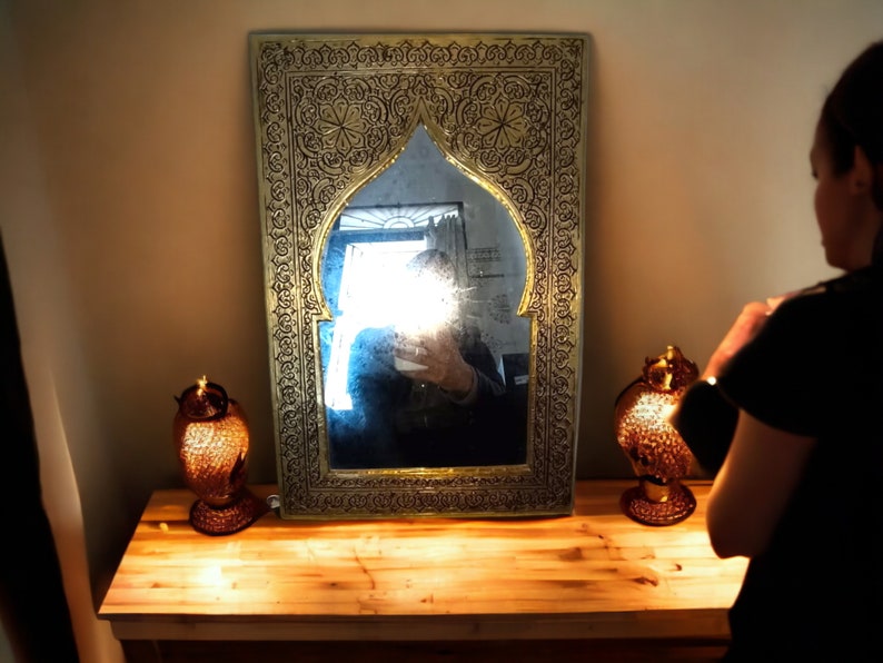 Antique Moroccan Brass Wall Mirror