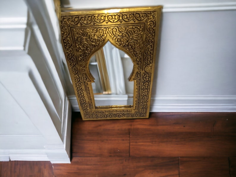 Antique Moroccan Brass Wall Mirror