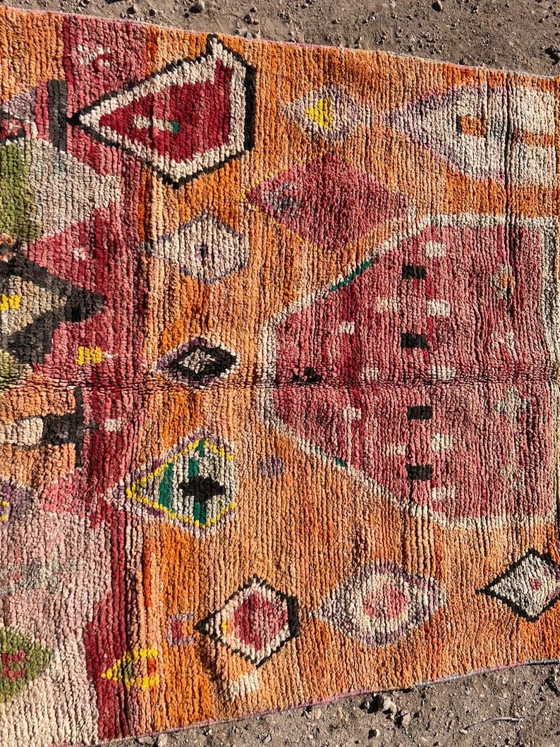 Boujaad Orange Moroccan Rug: Handcrafted Art for Modern Spaces