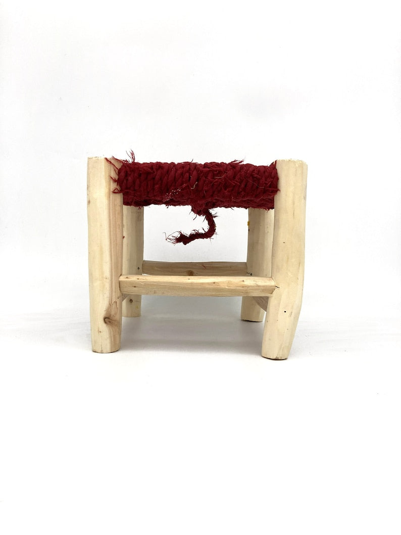 Mini Moroccan Boucherouite Stool, 22cm