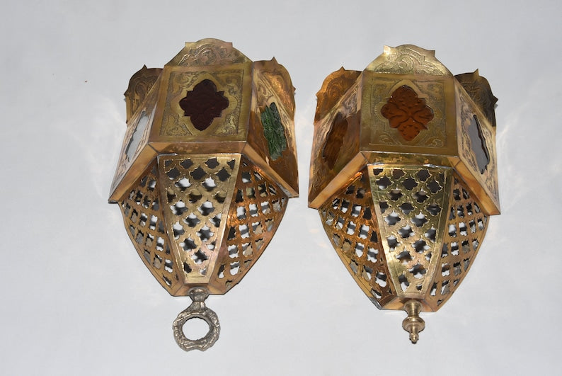 Handmade Moroccan Wall Sconces: Pair of Paire Lamps for Home Decor